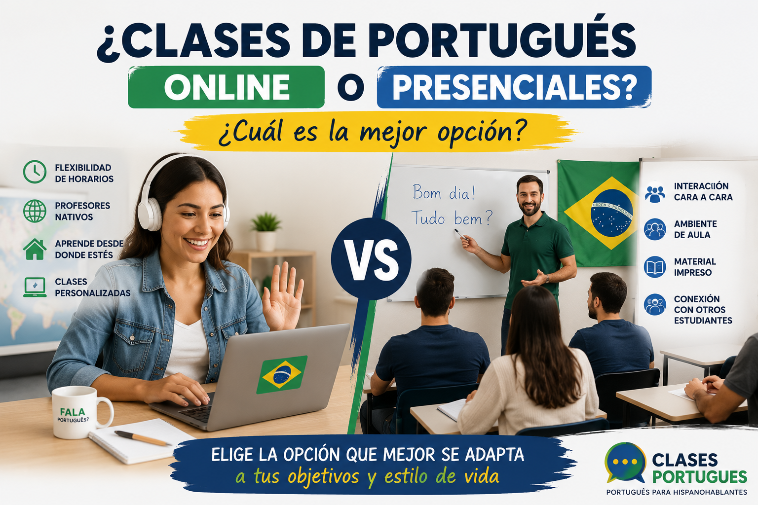¿Clases de portugués online o presenciales? ¿Cuál es la mejor opción?